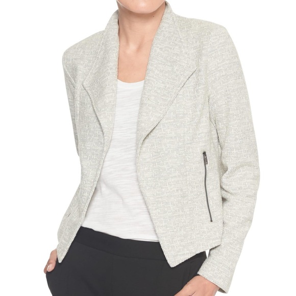 Banana Republic Jackets & Blazers - Banana Republic Grey Knit Boucle Moto Jacket